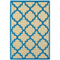 10' X 13' Blue and Beige Geometric Stain Resistant Indoor Outdoor Area Rug