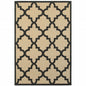 4' X 5' Beige and Black Geometric Stain Resistant Indoor Outdoor Area Rug