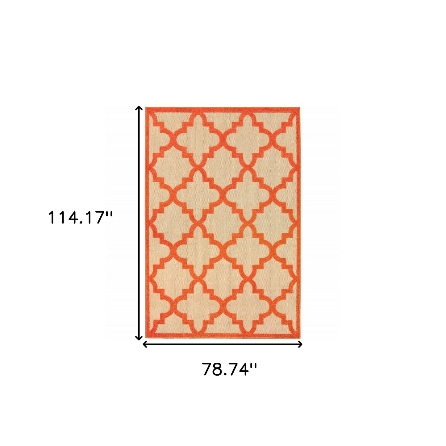 7' X 10' Orange Geometric Stain Resistant Indoor Outdoor Area Rug