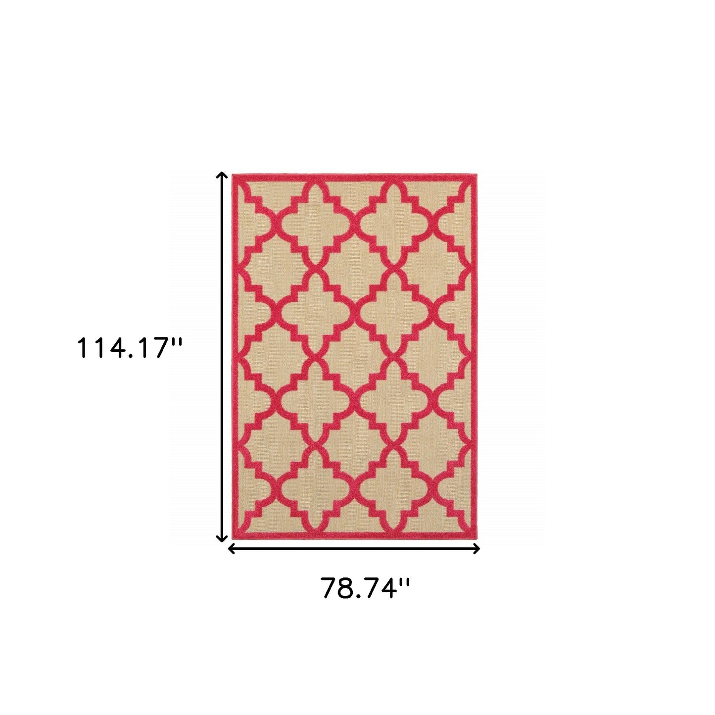 7' X 10' Red Geometric Stain Resistant Indoor Outdoor Area Rug