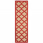 2' X 8' Red Geometric Stain Resistant Indoor Outdoor Area Rug