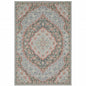 10' X 13' Blue Oriental Stain Resistant Indoor Outdoor Area Rug