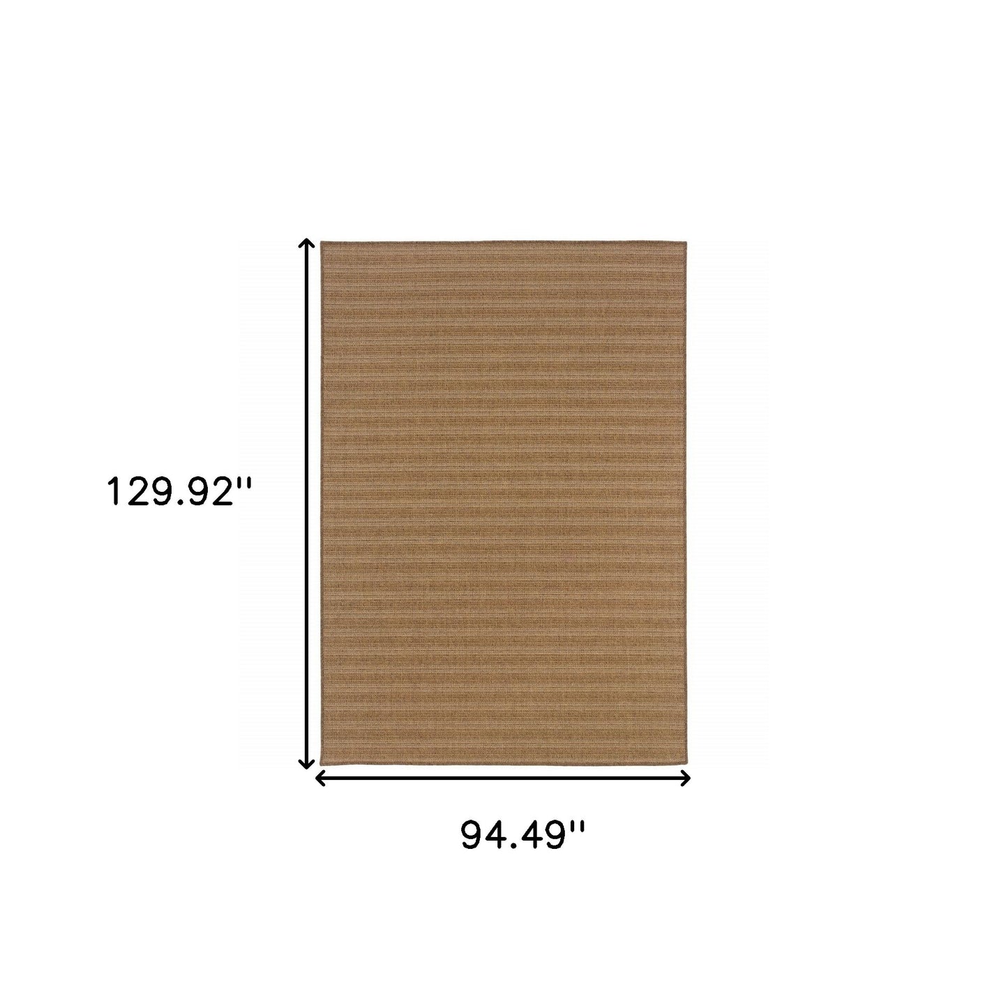 8' X 11' Tan Striped Stain Resistant Indoor Outdoor Area Rug