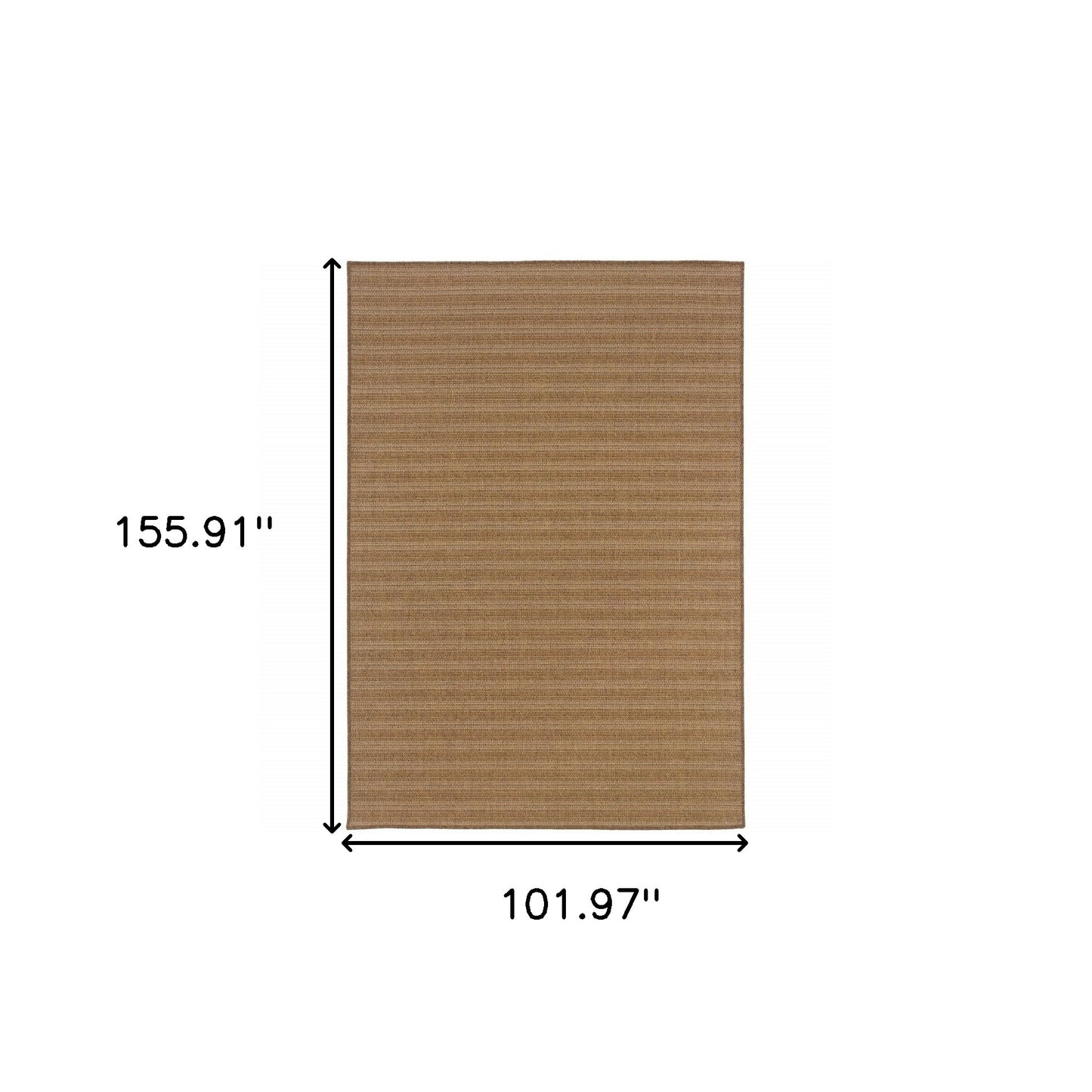 9' X 13' Tan Striped Stain Resistant Indoor Outdoor Area Rug