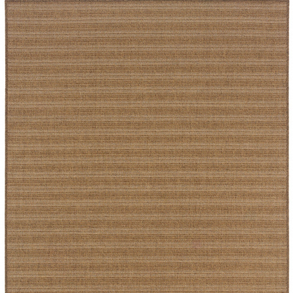 9' X 13' Tan Striped Stain Resistant Indoor Outdoor Area Rug