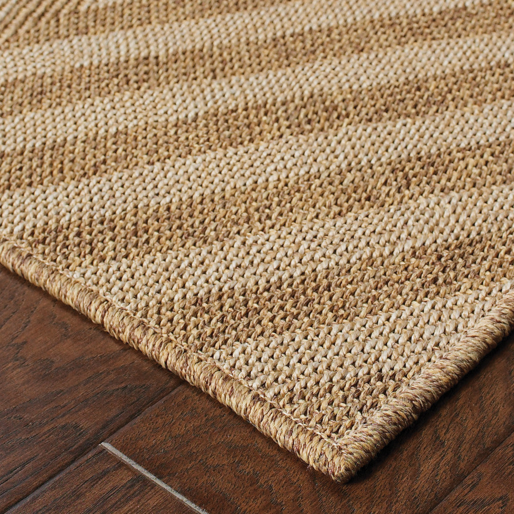 5' X 8' Tan Geometric Stain Resistant Indoor Outdoor Area Rug