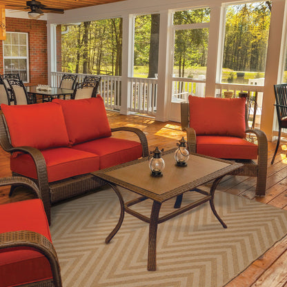 5' X 8' Tan Geometric Stain Resistant Indoor Outdoor Area Rug