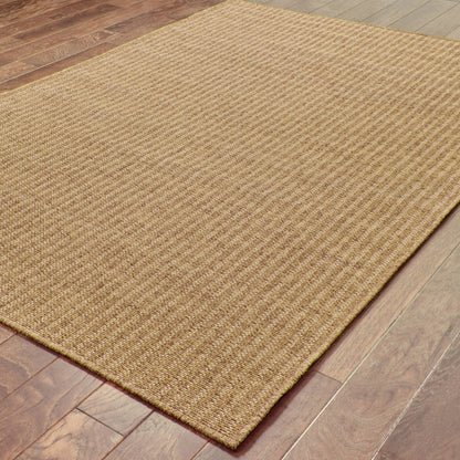 2' X 4' Tan Striped Stain Resistant Indoor Outdoor Area Rug