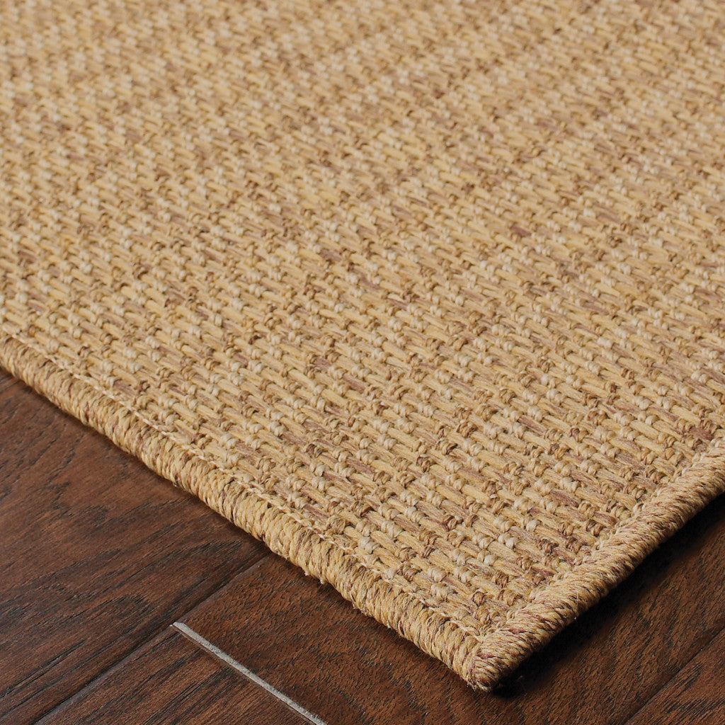 5' X 8' Tan Striped Stain Resistant Indoor Outdoor Area Rug