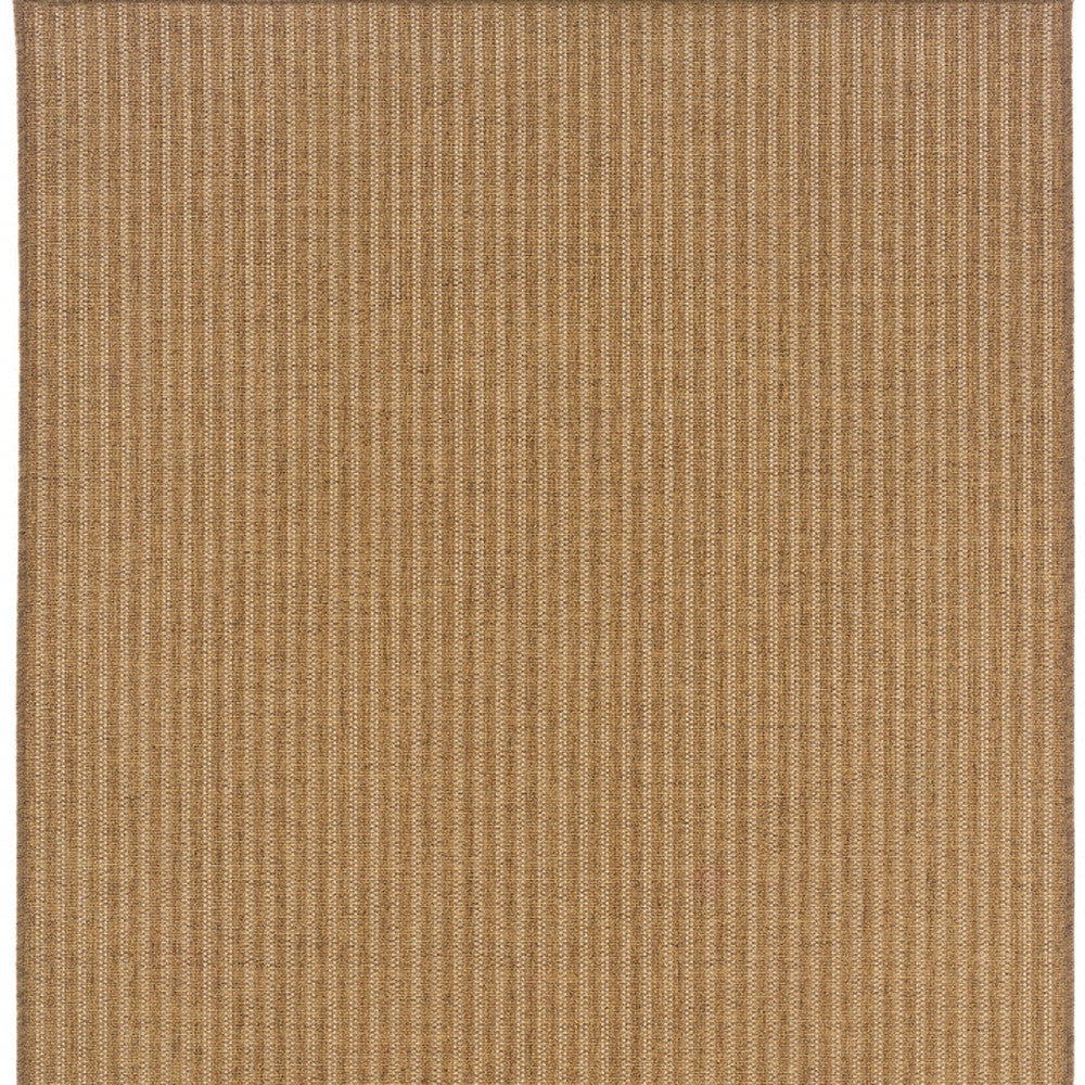 5' X 8' Tan Striped Stain Resistant Indoor Outdoor Area Rug