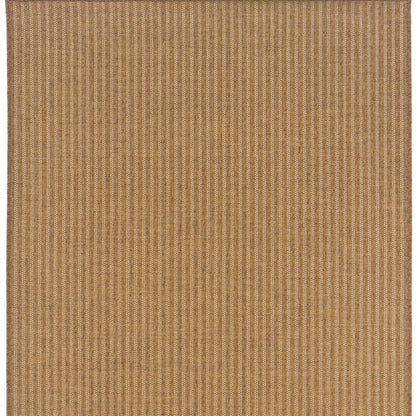 5' X 8' Tan Striped Stain Resistant Indoor Outdoor Area Rug