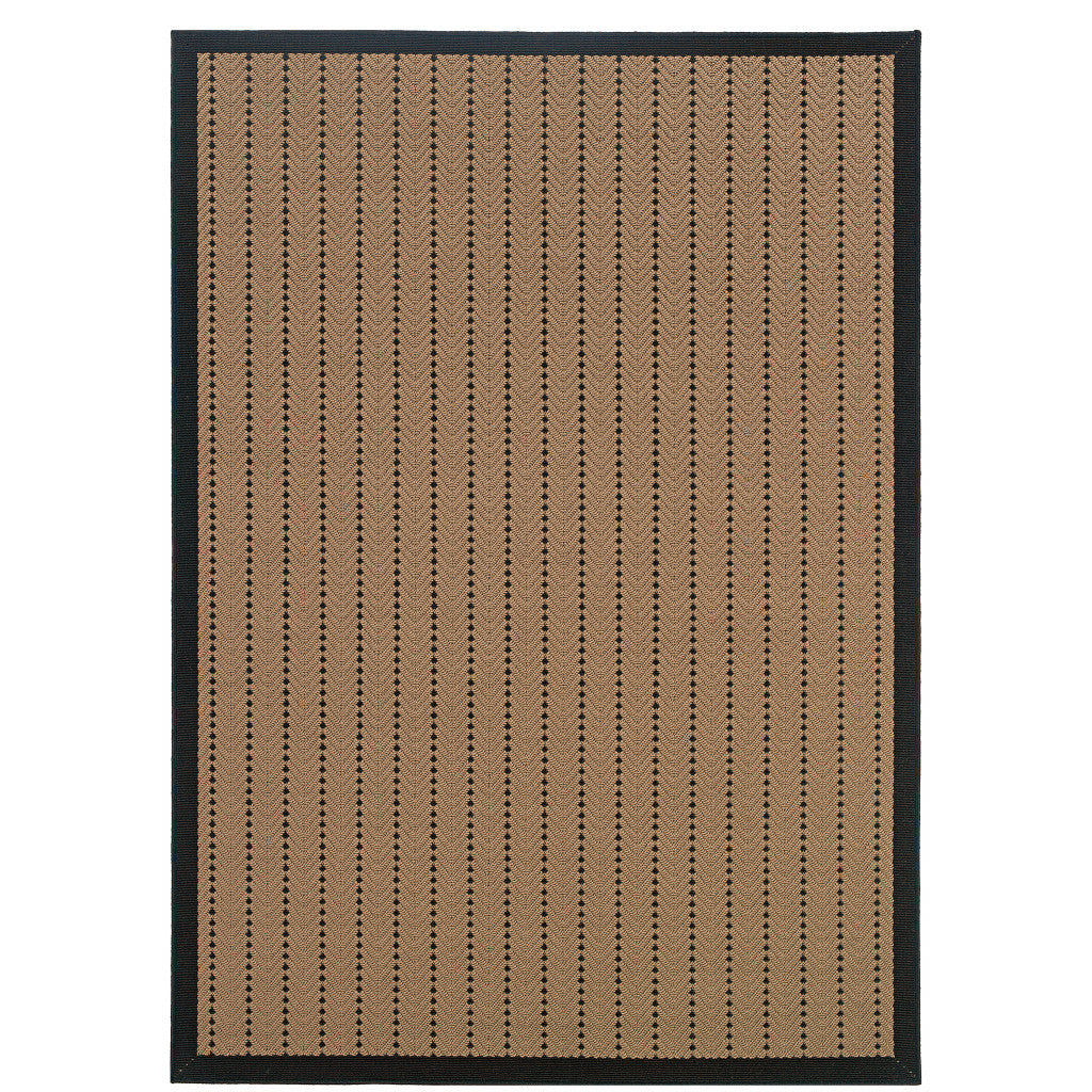 2' X 3' Beige and Black Geometric Stain Resistant Indoor Outdoor Area Rug