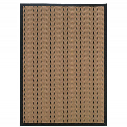 2' X 3' Beige and Black Geometric Stain Resistant Indoor Outdoor Area Rug