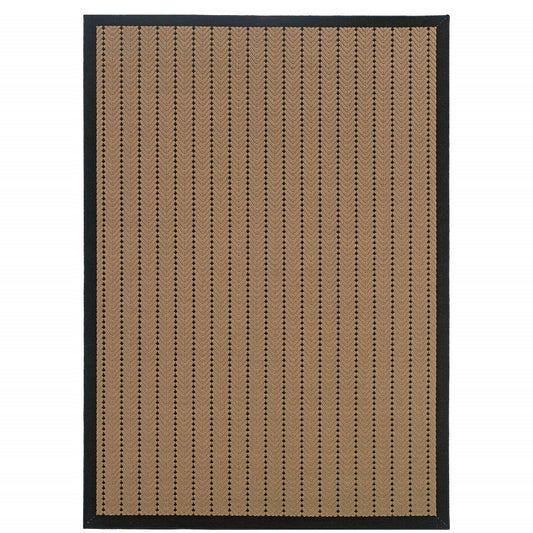 2' X 3' Beige and Black Geometric Stain Resistant Indoor Outdoor Area Rug