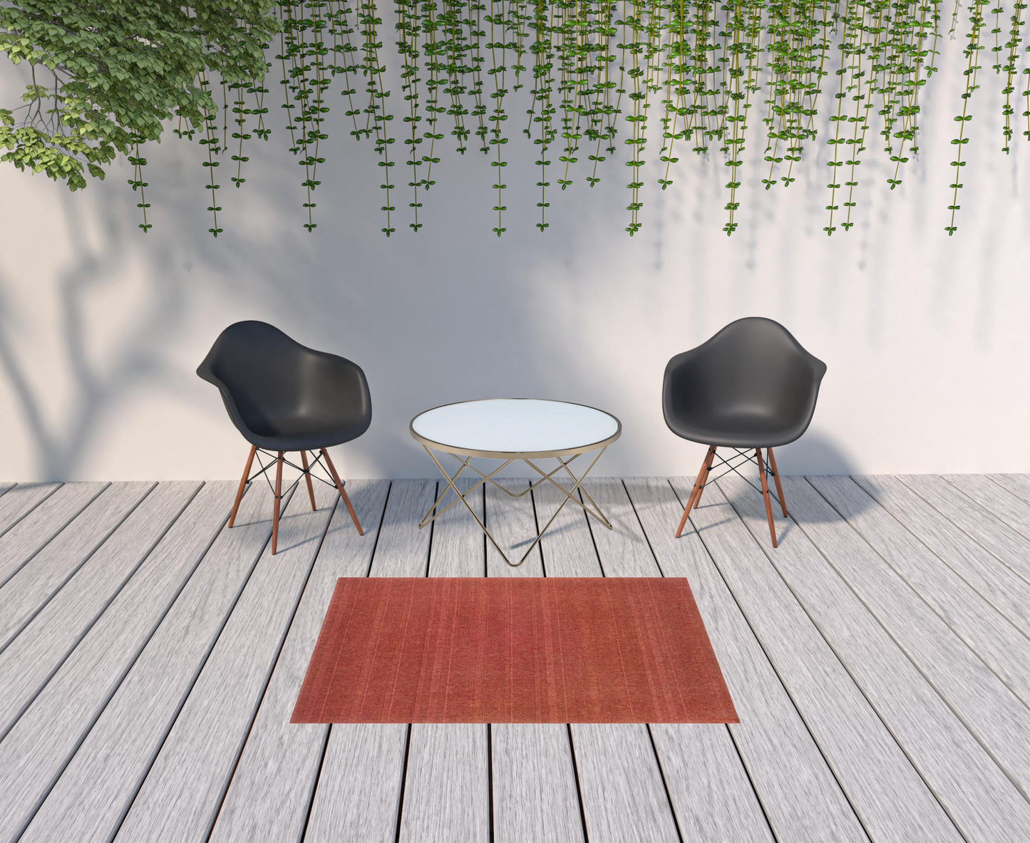 4' X 6' Red Stain Resistant Indoor Outdoor Area Rug