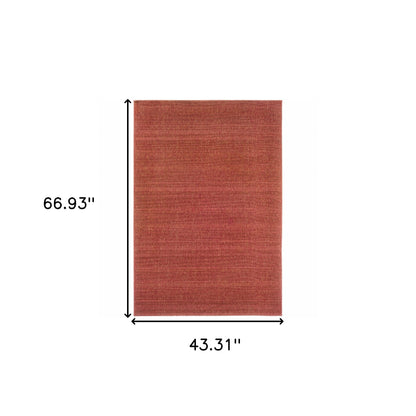 4' X 6' Red Stain Resistant Indoor Outdoor Area Rug