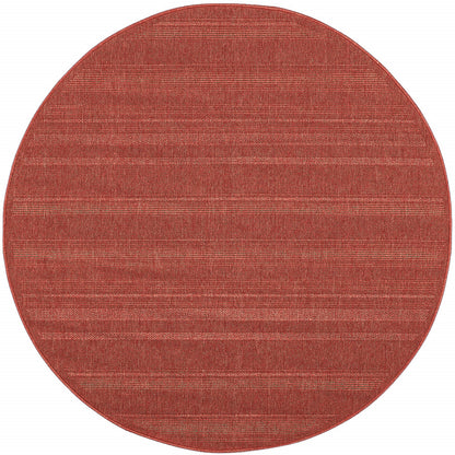 8' X 8' Red Round Stain Resistant Indoor Outdoor Area Rug