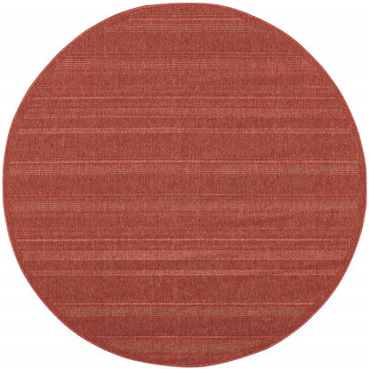 8' X 8' Red Round Stain Resistant Indoor Outdoor Area Rug