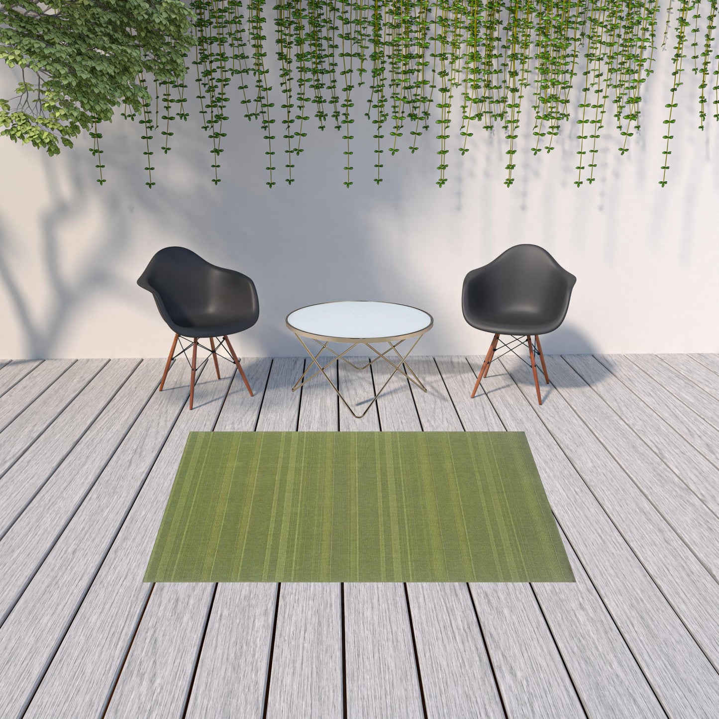 5' X 8' Green Stain Resistant Indoor Outdoor Area Rug