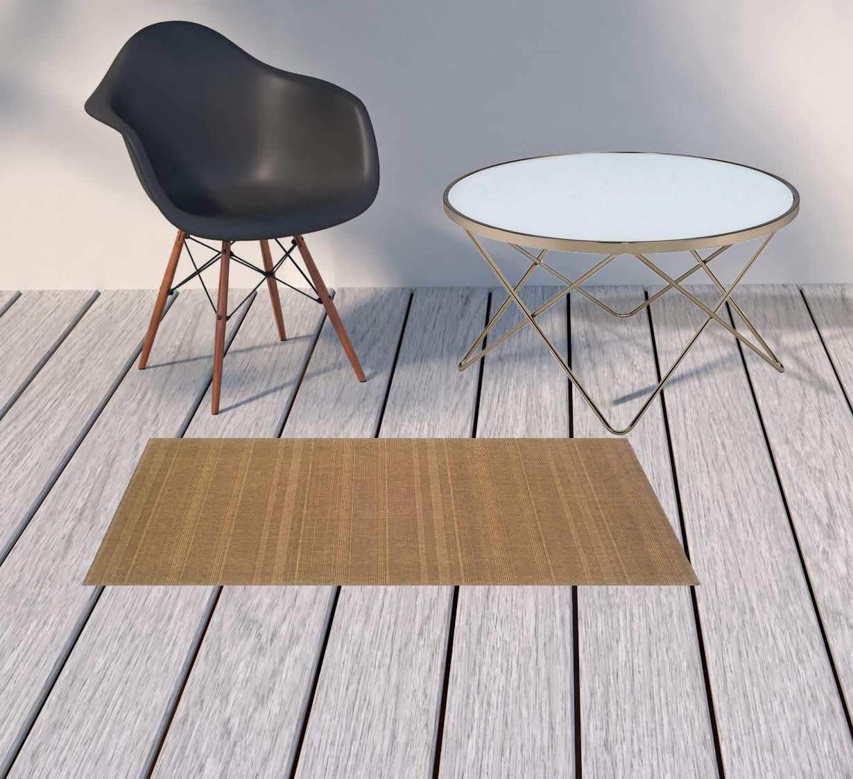 2' X 4' Tan Stain Resistant Indoor Outdoor Area Rug