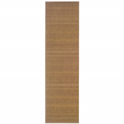 2' X 8' Tan Stain Resistant Indoor Outdoor Area Rug