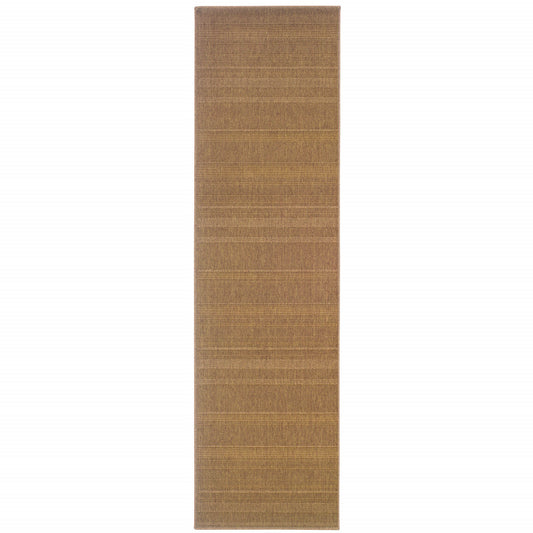 2' X 8' Tan Stain Resistant Indoor Outdoor Area Rug