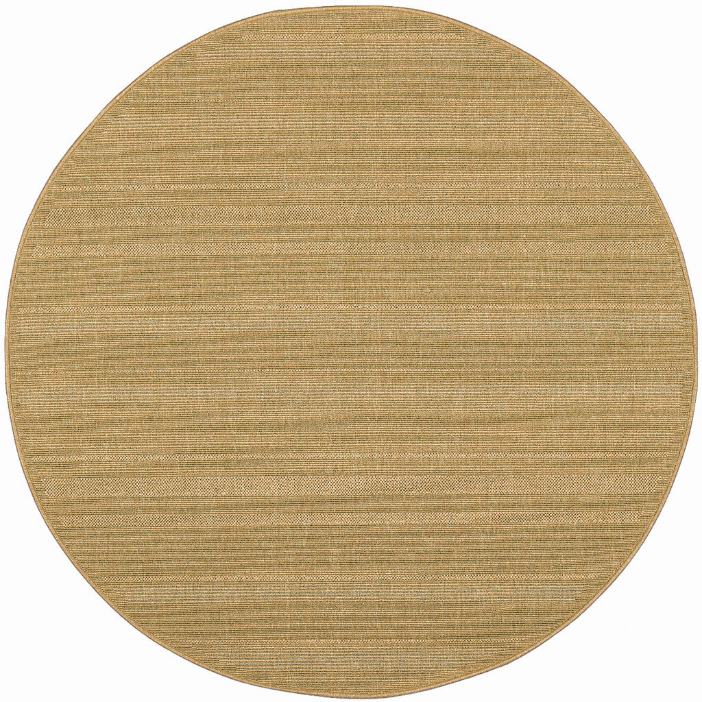 8' X 8' Beige Round Stain Resistant Indoor Outdoor Area Rug