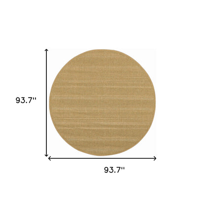 8' X 8' Beige Round Stain Resistant Indoor Outdoor Area Rug