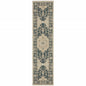 2' X 8' Gray Oriental Stain Resistant Indoor Outdoor Area Rug