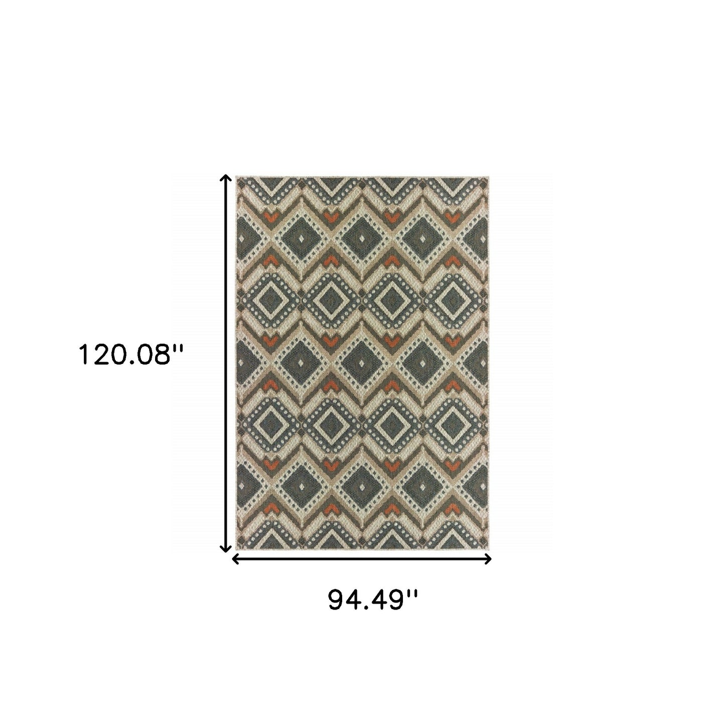 8' x 10' Gray Geometric Stain Resistant Indoor Outdoor Area Rug