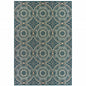 3' X 5' Blue and Gray Geometric Stain Resistant Indoor Outdoor Area Rug