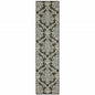 2' X 8' Gray Floral Stain Resistant Indoor Outdoor Area Rug