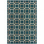 3' X 5' Blue and Gray Geometric Stain Resistant Indoor Outdoor Area Rug