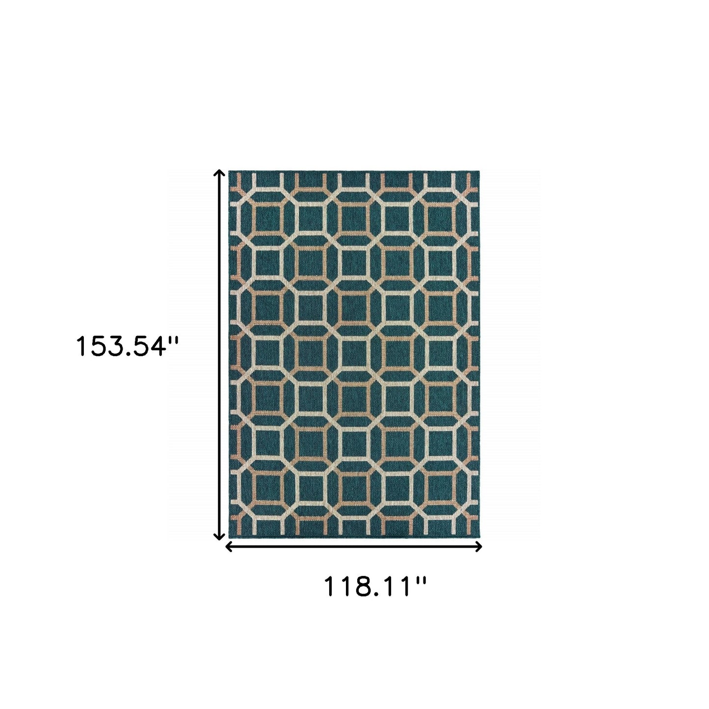 10' X 13' Blue and Gray Geometric Stain Resistant Indoor Outdoor Area Rug