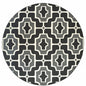 8' X 8' Black and Gray Round Geometric Stain Resistant Indoor Outdoor Area Rug