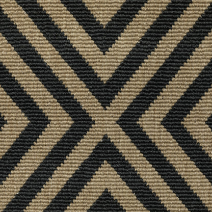 2' X 8' Black and Tan Geometric Stain Resistant Indoor Outdoor Area Rug