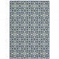 2' X 4' Ivory and Blue Geometric Stain Resistant Indoor Outdoor Area Rug