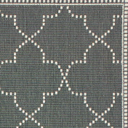 8' X 11' Gray and Ivory Geometric Stain Resistant Indoor Outdoor Area Rug