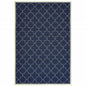 2' X 4' Blue and Ivory Geometric Stain Resistant Indoor Outdoor Area Rug