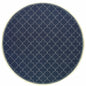 8' X 8' Blue and Ivory Round Geometric Stain Resistant Indoor Outdoor Area Rug