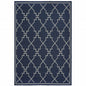 2' X 4' Blue and Ivory Geometric Stain Resistant Indoor Outdoor Area Rug