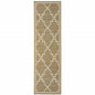 2' X 8' Tan Geometric Stain Resistant Indoor Outdoor Area Rug