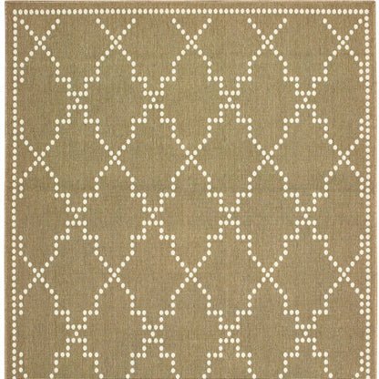 2' X 4' Tan Geometric Stain Resistant Indoor Outdoor Area Rug