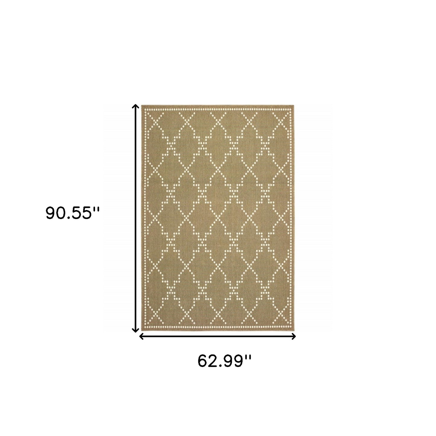 5' X 8' Tan Geometric Stain Resistant Indoor Outdoor Area Rug