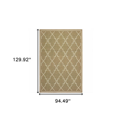 8' X 11' Tan Geometric Stain Resistant Indoor Outdoor Area Rug