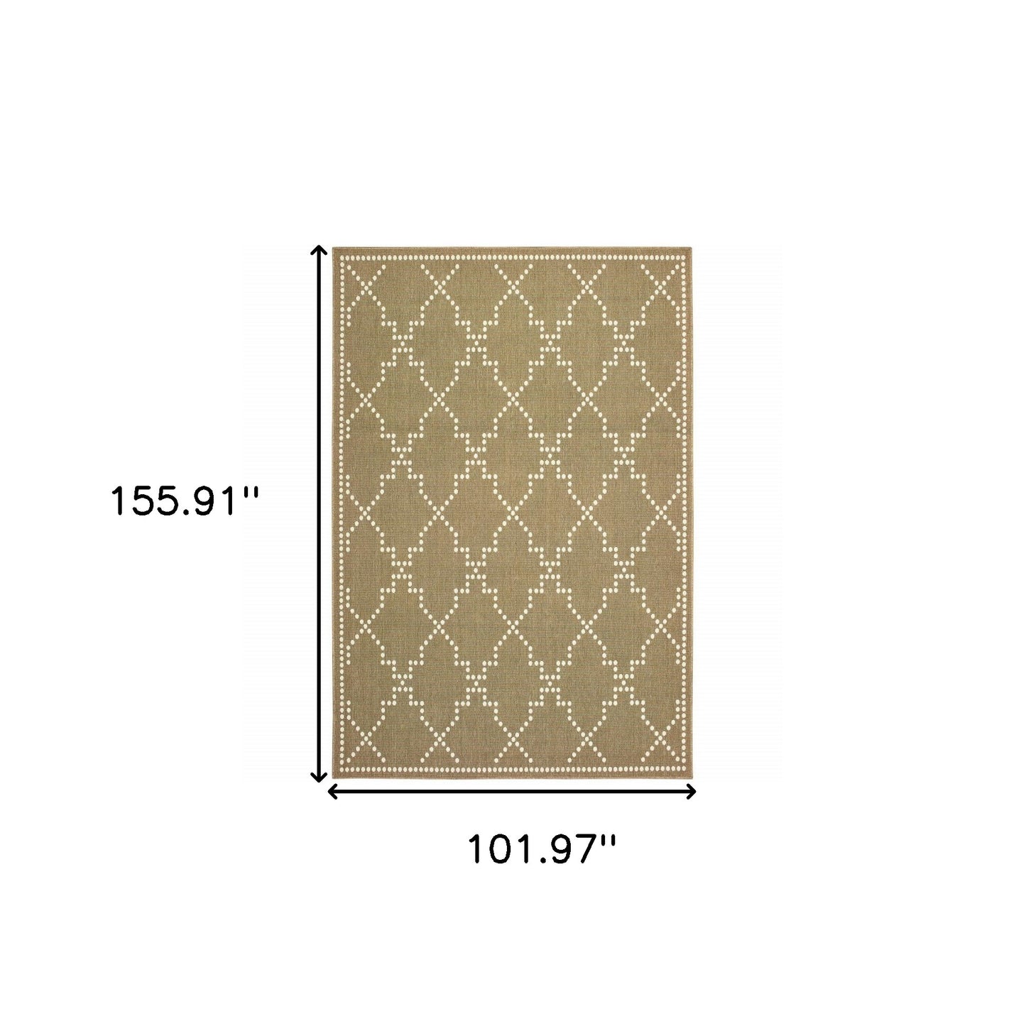 9' X 13' Tan Geometric Stain Resistant Indoor Outdoor Area Rug