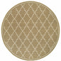 8' X 8' Tan Round Geometric Stain Resistant Indoor Outdoor Area Rug