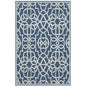 2' X 3' Blue and Ivory Geometric Stain Resistant Indoor Outdoor Area Rug