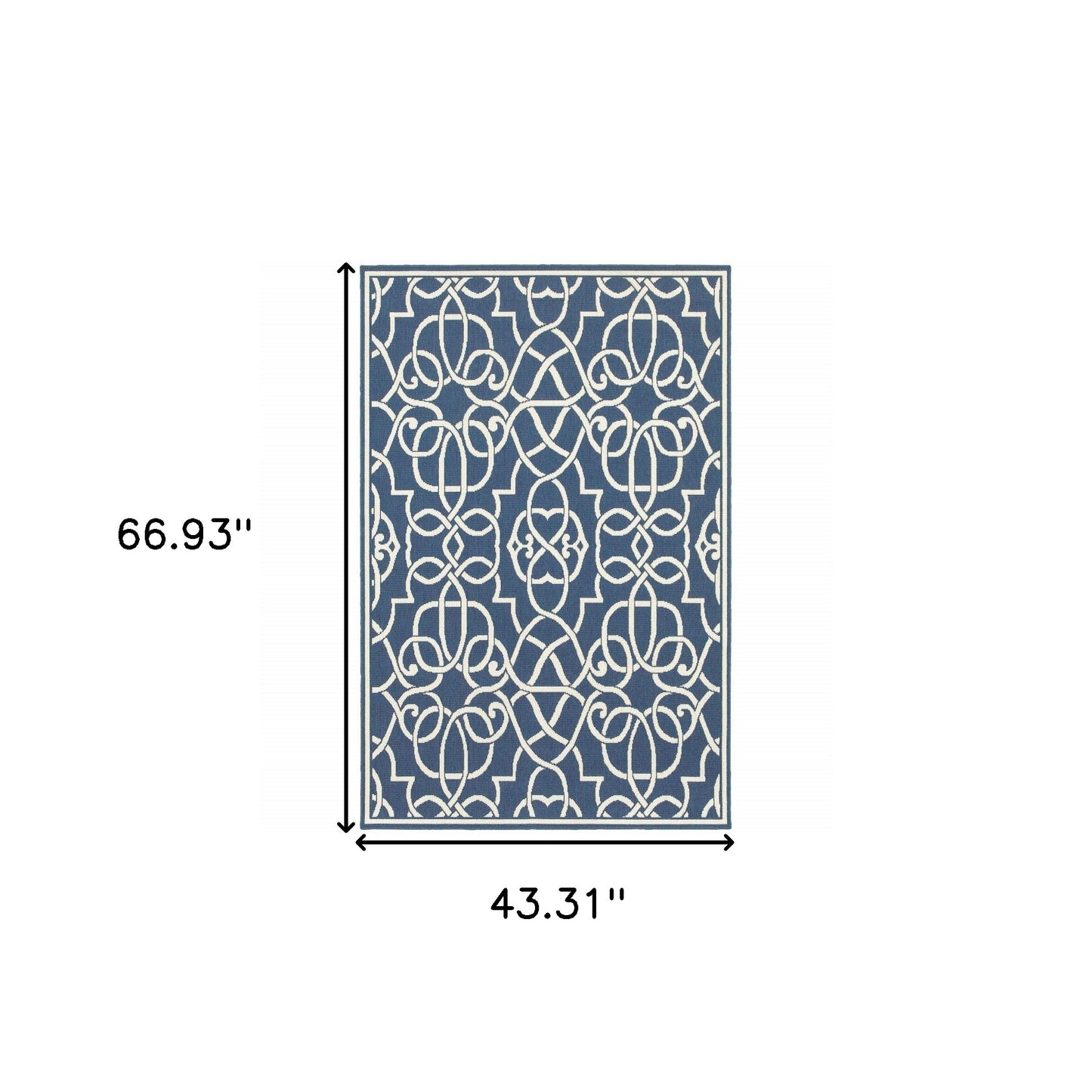 4' X 6' Blue and Ivory Geometric Stain Resistant Indoor Outdoor Area Rug