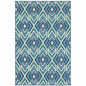 2' X 3' Blue and Ivory Geometric Stain Resistant Indoor Outdoor Area Rug